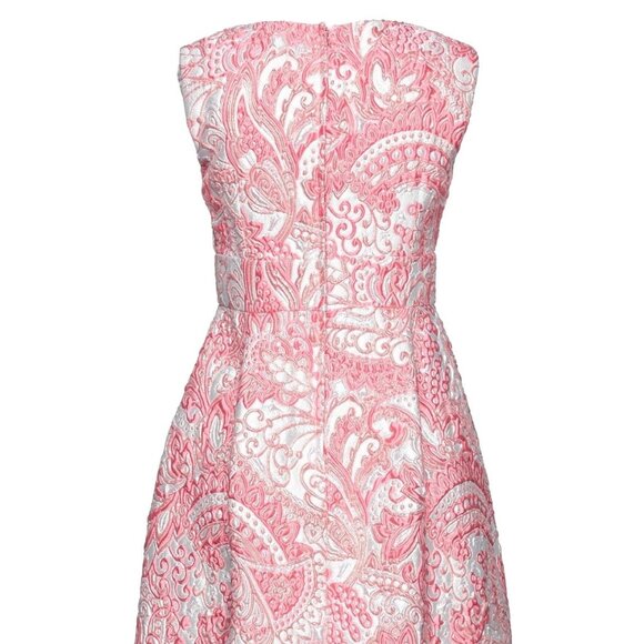 DOLCE & GABBANA  Pink Floral Jacquard Pleated Sheath Dress, Size 42 (6) - Picture 3 of 5